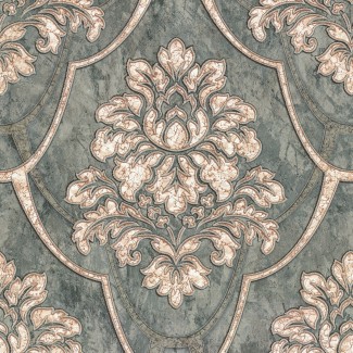 Обои зеленый дамаск Euro Decor виниловые Siena  арт.9128-04 Обои зеленый дама
