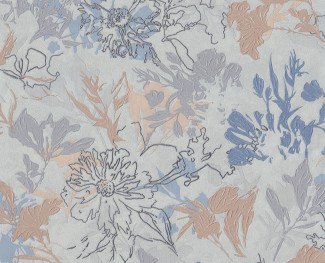 Обои серые с цветами Euro Decor виниловые Cosmea арт. 9080-011 Обои виниловые с